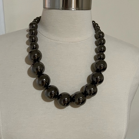Chunky Pewter Weighted Large Beaded Necklace - Picture 2 of 8